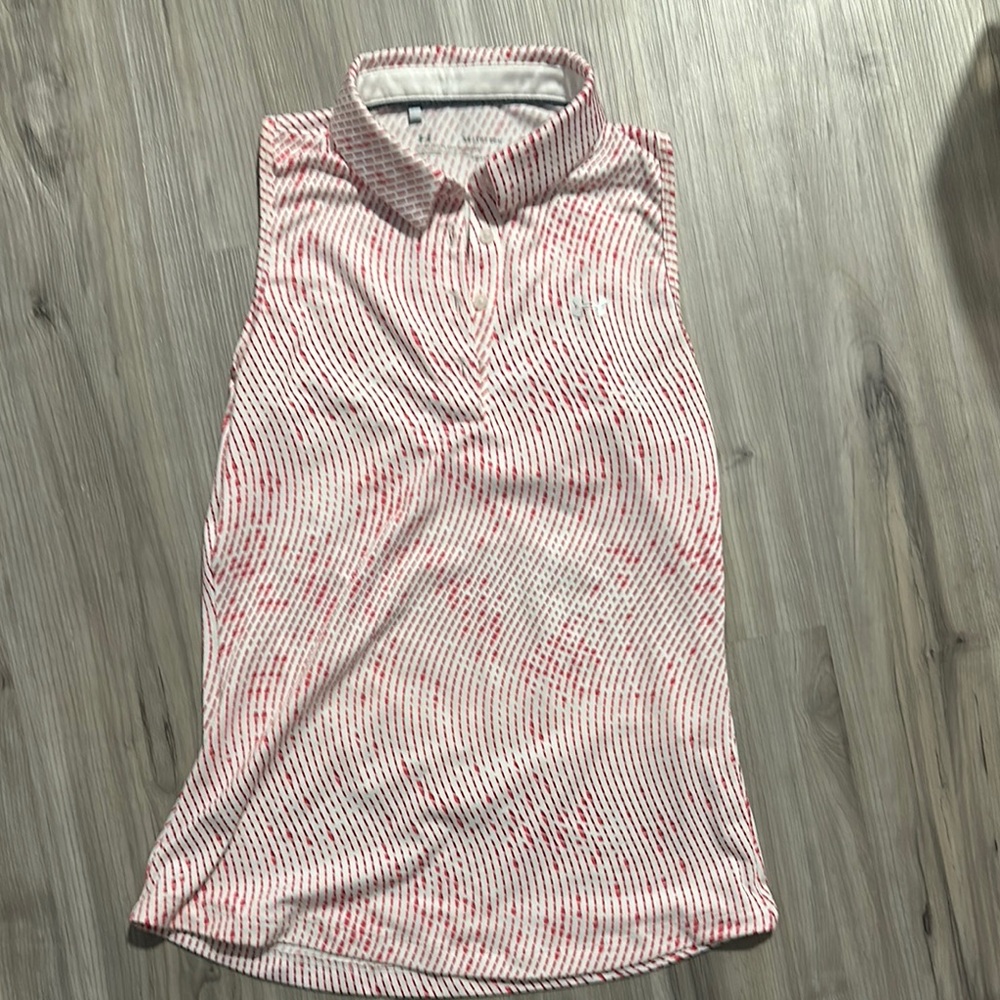 Women's Pink and White Striped Sleeveless Top
